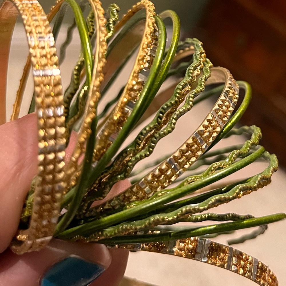 Green and golden bangles